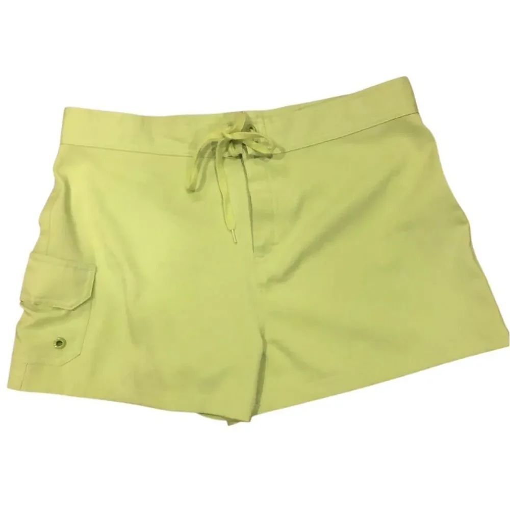 PBX Basics Yellow/Green athletic shorts with tie and vcro close and side cargo p